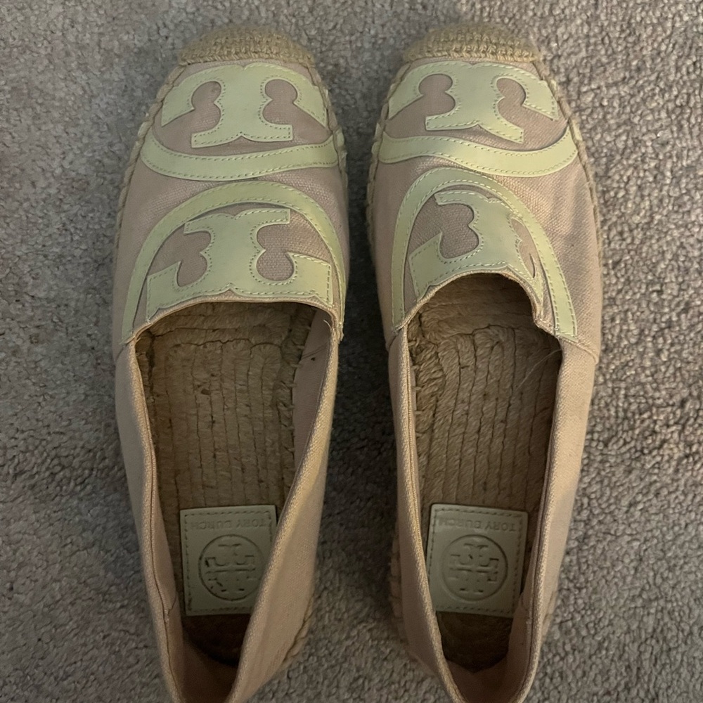 Tory Burch Tan and Cream Espadrilles